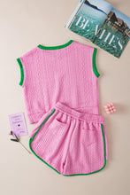 Load image into Gallery viewer, Contrast Trim Round Neck Top and Shorts Set
