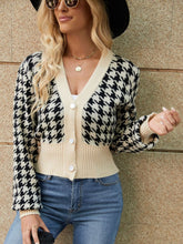 Load image into Gallery viewer, Houndstooth Button Up Long Sleeve Cardigan