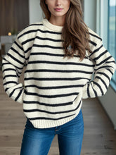 Load image into Gallery viewer, Striped Round Neck Long Sleeve Sweater