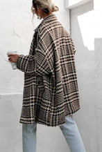 Load image into Gallery viewer, Houndstooth Collared Neck Long Sleeve Coat with Pockets