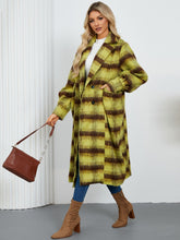 Load image into Gallery viewer, Contrast Double-Breasted Long Sleeve Longline Coat