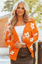 Load image into Gallery viewer, Flower Open Front Long Sleeve Cardigan
