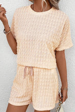 Load image into Gallery viewer, Textured Round Neck Top and Shorts Set
