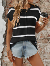 Load image into Gallery viewer, Striped Round Neck Short Sleeve Knit Top
