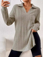 Load image into Gallery viewer, Slit Johnny Collar Long Sleeve Top