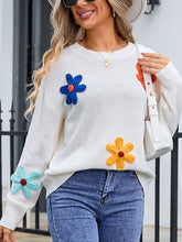 Load image into Gallery viewer, Angel Wings Crochet Flower Round Neck Sweater