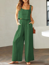 Load image into Gallery viewer, Square Neck Top and Wide Leg Pants Set