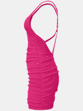 Load image into Gallery viewer, Glitter Double Spaghetti Straps Mini Dress