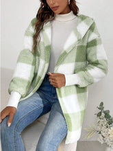 Load image into Gallery viewer, Plaid Long Sleeve Hooded Coat