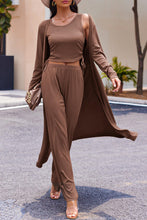 Load image into Gallery viewer, Drawstring Tank, Long Sleeve Cover Up and Pants Set