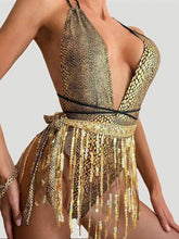 Load image into Gallery viewer, Tied Sequin Plunge One-Piece Swimwear