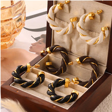 Load image into Gallery viewer, Twisted Leather Rope C-Hoop Earrings