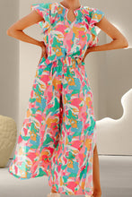 Load image into Gallery viewer, Printed Notched Cap Sleeve Top and Pants Set