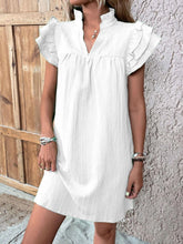 Load image into Gallery viewer, Ruffled Notched Cap Sleeve Mini Dress