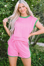 Load image into Gallery viewer, Contrast Trim Round Neck Top and Shorts Set
