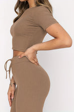 Load image into Gallery viewer, Round Neck Short Sleeve Top and Pants Set