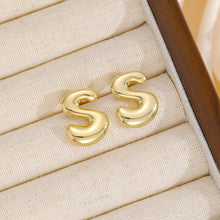 Load image into Gallery viewer, 18K Gold-Plated Bubble Letter Stud Earrings