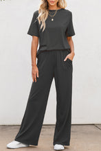 Load image into Gallery viewer, Round Neck Short Sleeve Top and Pants Set