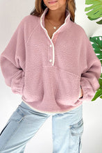 Load image into Gallery viewer, Half Snap Long Sleeve Sweatshirt with Side Slit Pockets