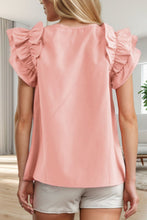 Load image into Gallery viewer, Ruffled Round Neck Cap Sleeve Blouse