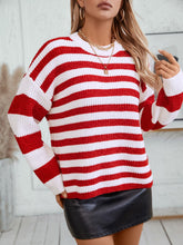 Load image into Gallery viewer, Striped Round Neck Long Sleeve Sweater