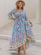 Load image into Gallery viewer, Plus Size Printed Tie Neck Top and Skirt Set