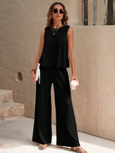 Load image into Gallery viewer, Round Neck Sleeveless Top and Wide Leg Pants Set
