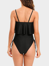 Load image into Gallery viewer, Drawstring Layered Spaghetti Strap One-Piece Swimwear