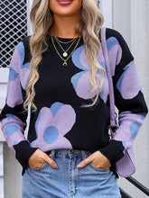 Load image into Gallery viewer, Angel Wings Flower Round Neck Long Sleeve Sweater