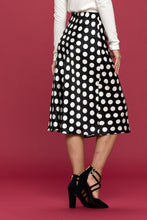 Load image into Gallery viewer, RENEE C Polka Dot Satin Midi Skirt