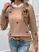 Load image into Gallery viewer, Devine Lace Detail Heart Long Sleeve Sweater