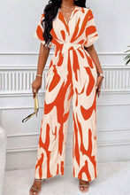 Load image into Gallery viewer, Printed V-Neck Short Sleeve Wide Leg Jumpsuit