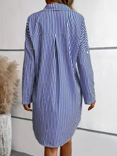 Load image into Gallery viewer, Striped Button Up Long Sleeve Mini Shirt Dress