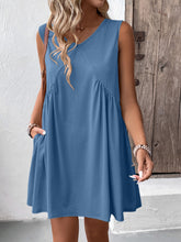 Load image into Gallery viewer, Ivy Lane Ruched V-Neck Sleeveless Mini Dress