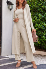 Load image into Gallery viewer, Drawstring Tank, Long Sleeve Cover Up and Pants Set