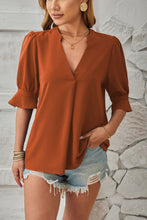 Load image into Gallery viewer, Notched Half Sleeve Blouse