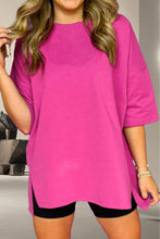 Load image into Gallery viewer, Slit Round Neck Half Sleeve T-Shirt