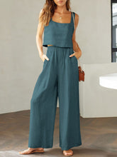 Load image into Gallery viewer, Square Neck Top and Wide Leg Pants Set