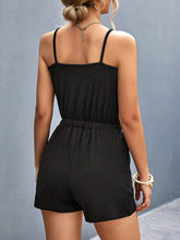 Load image into Gallery viewer, Pocketed Buckle Trim Scoop Neck Romper