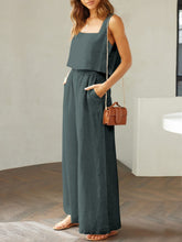 Load image into Gallery viewer, Square Neck Top and Wide Leg Pants Set