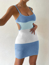 Load image into Gallery viewer, Color Block Scoop Neck Cover Up Dress