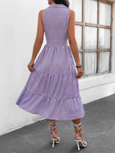 Load image into Gallery viewer, Striped Johnny Collar Sleeveless Midi Dress