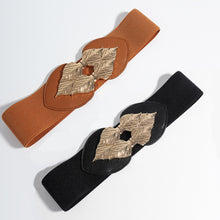 Load image into Gallery viewer, Alloy Leaf Buckle Elastic Belt