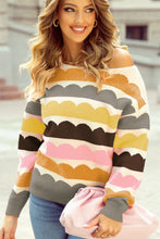 Load image into Gallery viewer, Contrast Boat Neck Long Sleeve Sweater