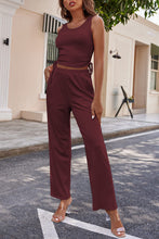 Load image into Gallery viewer, Drawstring Tank, Long Sleeve Cover Up and Pants Set