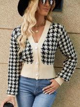 Load image into Gallery viewer, Houndstooth Button Up Long Sleeve Cardigan