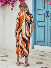 Load image into Gallery viewer, Slit Printed Short Sleeve Shirt Dress