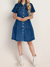 Load image into Gallery viewer, Button Up Short Sleeve Denim Dress