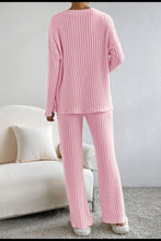 Load image into Gallery viewer, Ribbed V-Neck Top and Pants Lounge Set