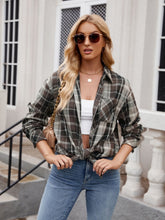 Load image into Gallery viewer, Mandy Pocketed Plaid Collared Neck Long Sleeve Shirt